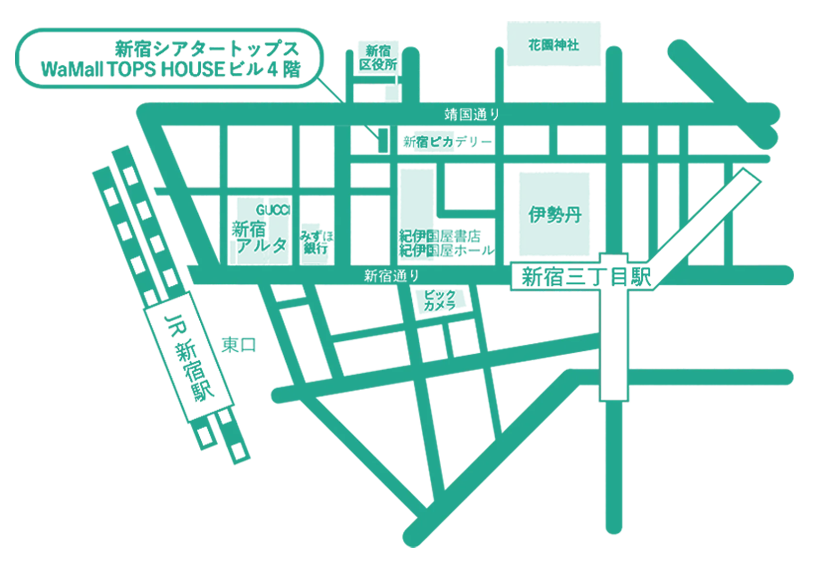 新宿シアタートップスの地図画像